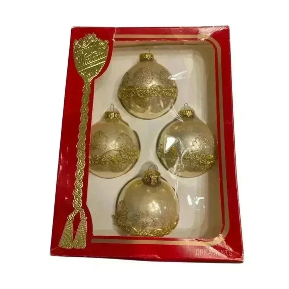 The Victoria Collection Other - Vintage Victoria Collection Glass Christmas Ornaments Set of 4 Gold